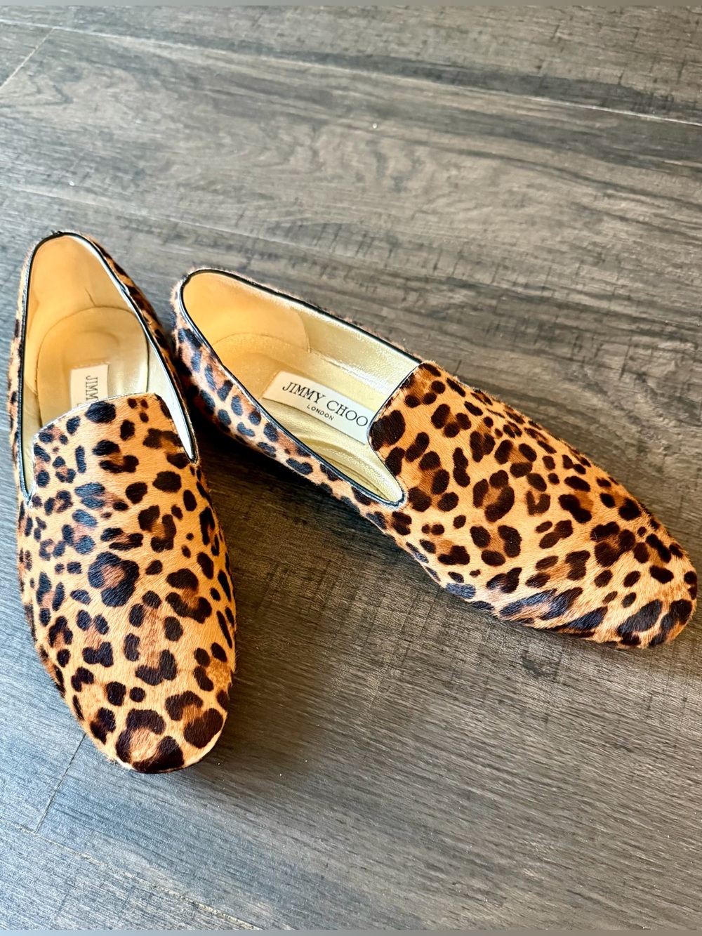 Jimmy Choo Leopard Print Pony Hair Loafers - Size 37 (US 7)